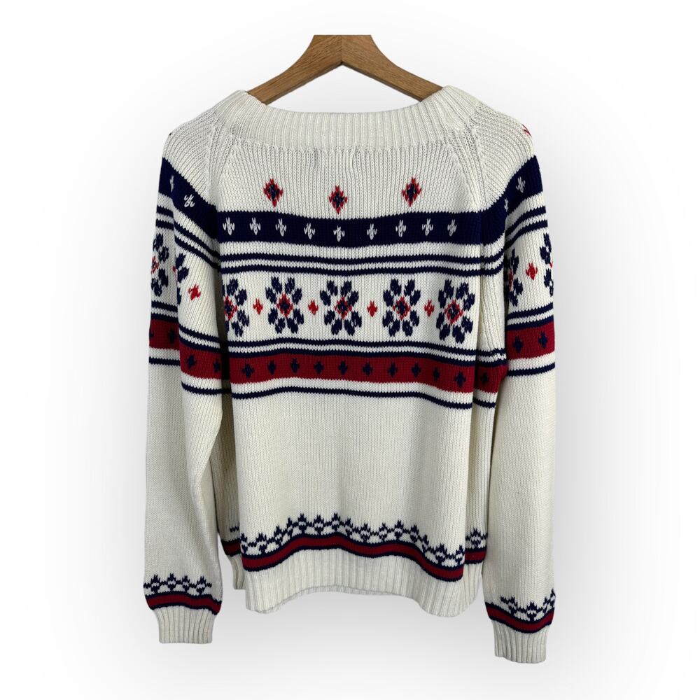 JC Penny Vintage Womens size Large Fair Isle Snowflake Print Knit Sweater - Picture 2 of 9